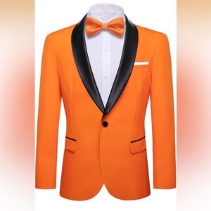 Amazon Orange Tuxedo Blazer with Black Lapel